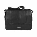 Front of black flap bag with small lower plaque — Sheepskin leather, SKU 6691