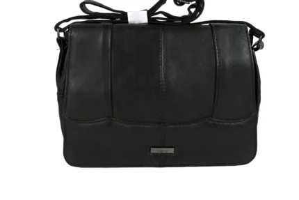 Sheepskin Leather Shoulder Bag SKU 6691 front view showing shoulder strap structure and main body panel