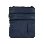 Navy pouch reverse with zipper lines and lower panel grid — Sheepskin leather, SKU 6891