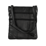Black reverse with panel grid and long strap draped across — Sheepskin leather, SKU 6891