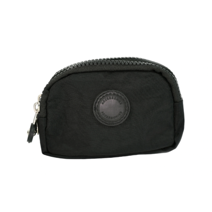 Black fabric purse front with round patch — Polyester fabric, SKU 7052