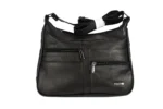 Cowhide Leather Shoulder Bag SKU 706FB front view showing shoulder strap structure and main body panel
