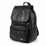 Sheepskin leather commuter backpack OEM SKU 70FB with soft body, front zipper pocket, and shoulder straps