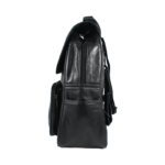 Backpack side with body zipper, flap and open-topped side pocket — Sheepskin leather, SKU 70FB