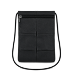 Back of the pouch with stitched rectangular panels and one upper zip — Cowhide leather, SKU 7300