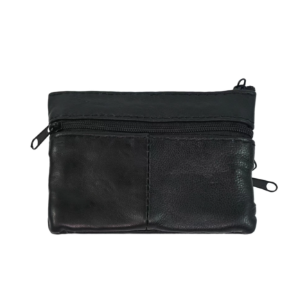 Black purse rear with single zip and centre-seamed lower panel — Sheepskin leather, SKU 7391