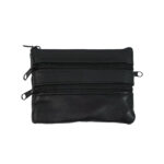 Black purse with two horizontal front zips and no plate — Sheepskin leather, SKU 7391