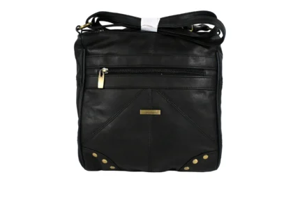 Sheepskin Leather Compact Crossbody Bag SKU 7891 front view showing compact body and strap connection points