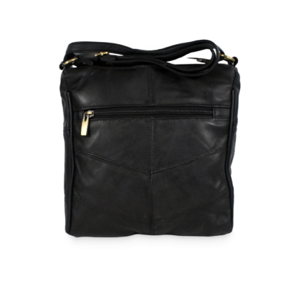 Black reverse with horizontal zipper and angled panel seams — Sheepskin leather, SKU 7891