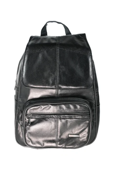 Sheepskin Leather Top-Handle Backpack SKU 7910 detail view showing body profile and top handle
