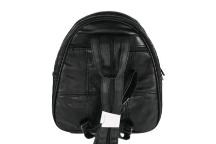 Sheepskin Leather Top-Handle Backpack SKU 8491 back view showing body profile and top handle