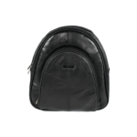 Front of the backpack showing arched zip, centre seam and lower horizontal join — Sheepskin leather, SKU 8491