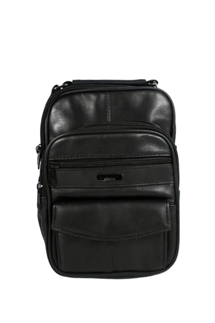 Sheepskin Leather Compact Clutch Bag SKU 8541 front view showing hand-carry body and closure line