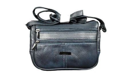 Cowhide Leather Shoulder Bag SKU 8573 front view showing shoulder strap structure and main body panel