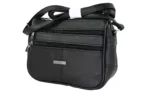 Cowhide Leather Shoulder Bag SKU 8573 side view showing shoulder strap structure and main body panel