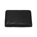 Black wallet reverse with irregular panel stitching — Patchwork sheepskin leather, SKU 8664