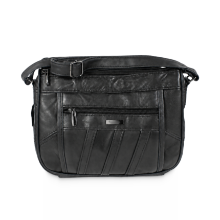Shoulder-bag front with framed central zip panel — Sheepskin leather, SKU 8691