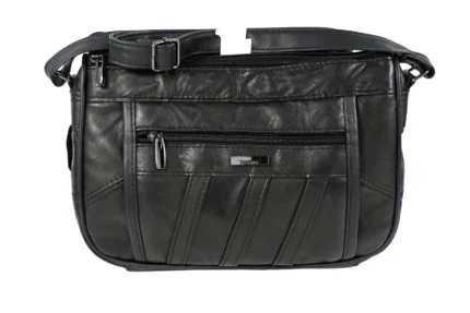 Sheepskin Leather Shoulder Bag SKU 8691 front view showing shoulder strap structure and main body panel