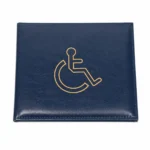 PU disability certificate holder OEM SKU 8941 with foldable booklet body and accessibility-symbol cover