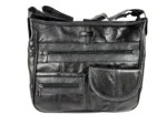 Sheepskin Leather Shoulder Bag SKU 8991 front view showing shoulder strap structure and main body panel