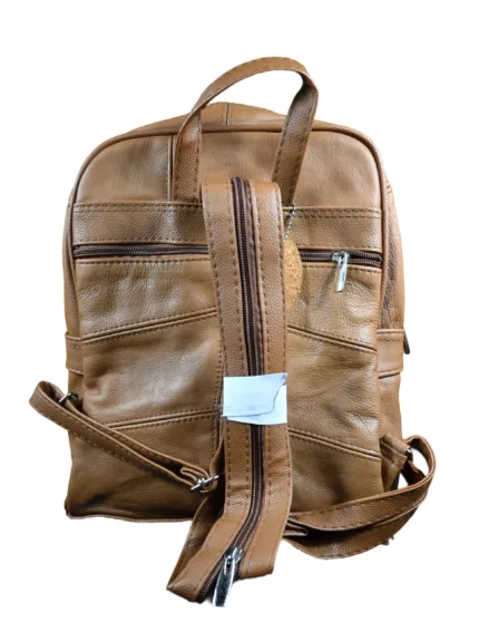Cowhide Leather Top-Handle Backpack SKU 9573 back view showing body profile and top handle