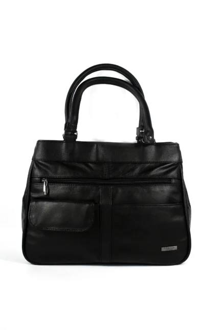 Cowhide Leather Dual-Handle Tote Bag SKU 976FB front view showing dual handle structure and top opening line