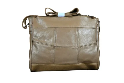 Cowhide Leather Shoulder Bag SKU C3491 front view showing shoulder strap structure and main body panel