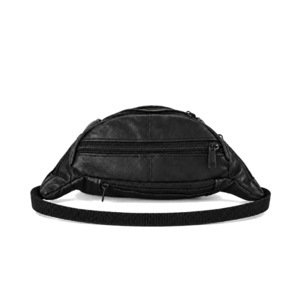 Waist bag reverse with horizontal zip and extended webbing belt — Sheepskin leather, SKU L2541