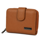 Cognac Cowhide Compact Zip-Around Wallet with Snap Tab - OEM Reference SKU 3073 - SKU 3073
