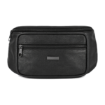 Genuine leather waist bag OEM SKU 3441 with tall front panel, horizontal zipper pocket, and webbing belt