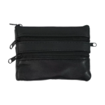 Sheepskin Multi-Zip Coin Pouch OEM SKU 7391 with two front zipper tracks, multiple zipper pulls, and flat rectangular pouch