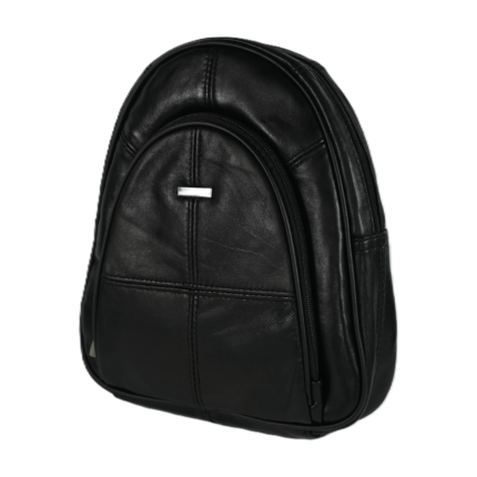 Sheepskin leather dome backpack OEM SKU 8491 with compact arched body, slim profile, and shoulder straps