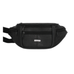 Sheepskin leather belt bag OEM SKU L2541 with compact body, multi-zip front, and webbing waist strap