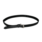Black leather belt OEM SKU 9272 with curved silver-tone buckle, stitched edge, keeper loop, and punched holes
