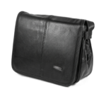 Black shoulder bag with broad rounded flap and centre seam — Sheepskin leather, SKU 1591