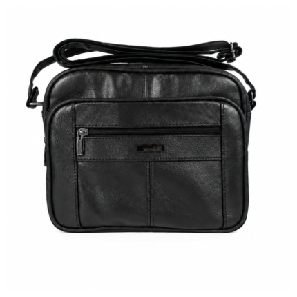 Straight front view of cowhide bag with piping and panel seams — Cowhide leather, SKU 176FB