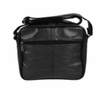 Rear black bag with horizontal zip and curved stitched panels — Cowhide leather, SKU 176FB