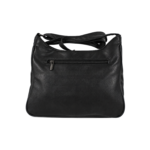 Back of the black shoulder bag with one horizontal zip and folded strap — PU leather, SKU 1785