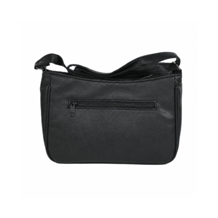 Black bag reverse with straight horizontal zipper — PU leather, SKU 1885