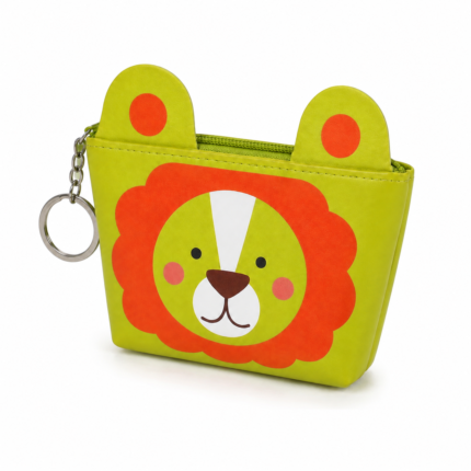 PU leather Lion-Face Coin Purse with Keyring - SKU 1907