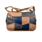 Patchwork back of the shoulder bag with a horizontal zip — Sheepskin leather, SKU 19A