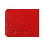 Flat red card holder with grained face and perimeter stitching — PU leather, SKU 2273