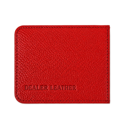 Flat red card holder with grained face and perimeter stitching — PU leather, SKU 2273