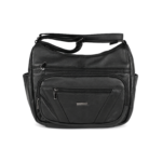 Layered bag front with upper horizontal zip and rounded zip section — Sheepskin leather, SKU 2591