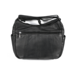 Black bag back with horizontal zipper and vertical panel seams — Sheepskin leather, SKU 2591