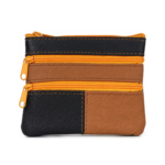 Black-and-tan pouch with bright contrasting zips and split lower panels — Cowhide leather, SKU 2730