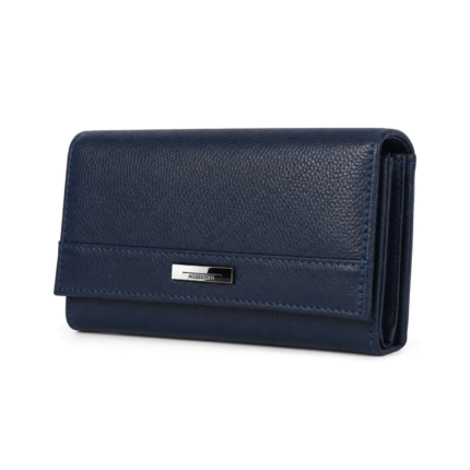 Navy wallet with broad flap and narrow lower band — Cowhide leather, SKU 3173