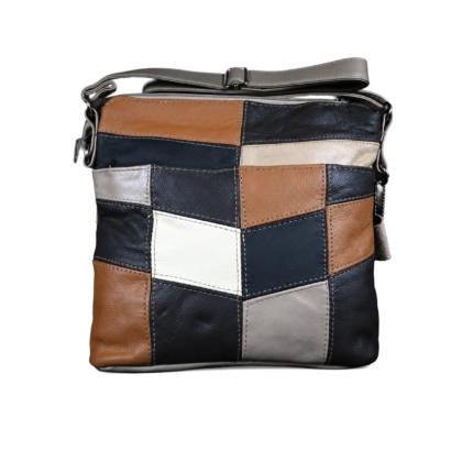 Bag reverse with smaller irregular multicolour patchwork panels — Sheepskin leather, SKU 3383