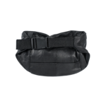 Back of the waist bag with stitched panel bands and black webbing strap — Sheepskin leather, SKU 3441