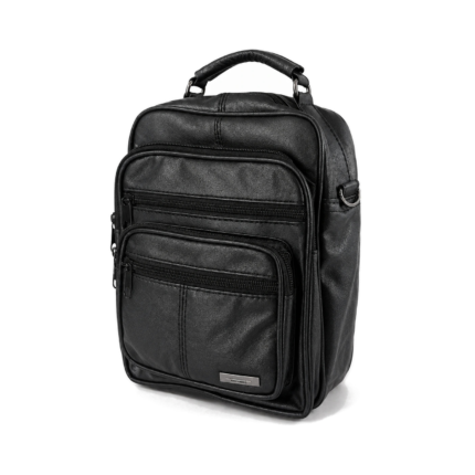 Tall black top-handle bag with layered rounded zip-front sections — Sheepskin leather, SKU 3541